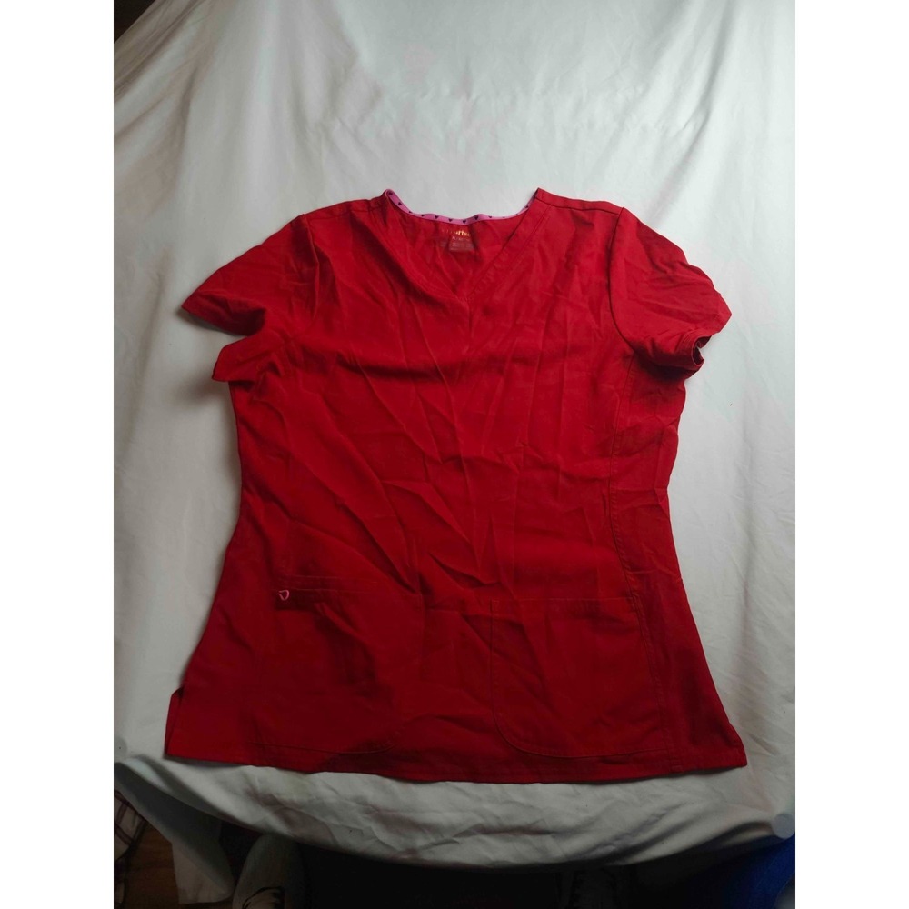 HeartSoul Scrub Top Womens XL Red Medical Nurse Workwear Healthcare Professional